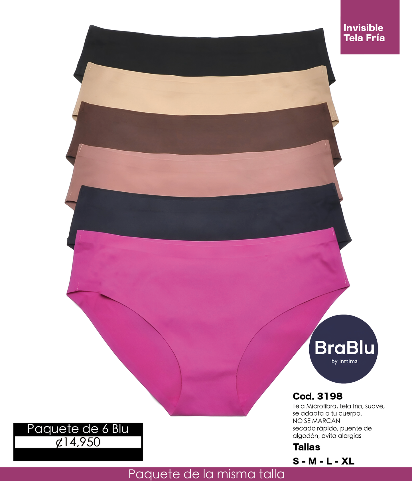 Paquete de 6 Blu Código 3198