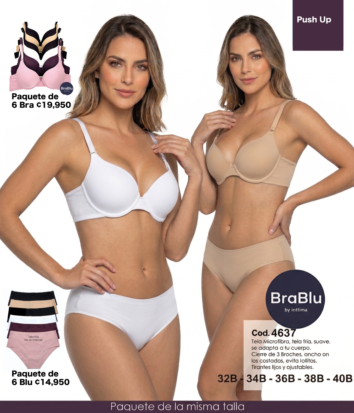Paquete de 6 Bra Código 4637