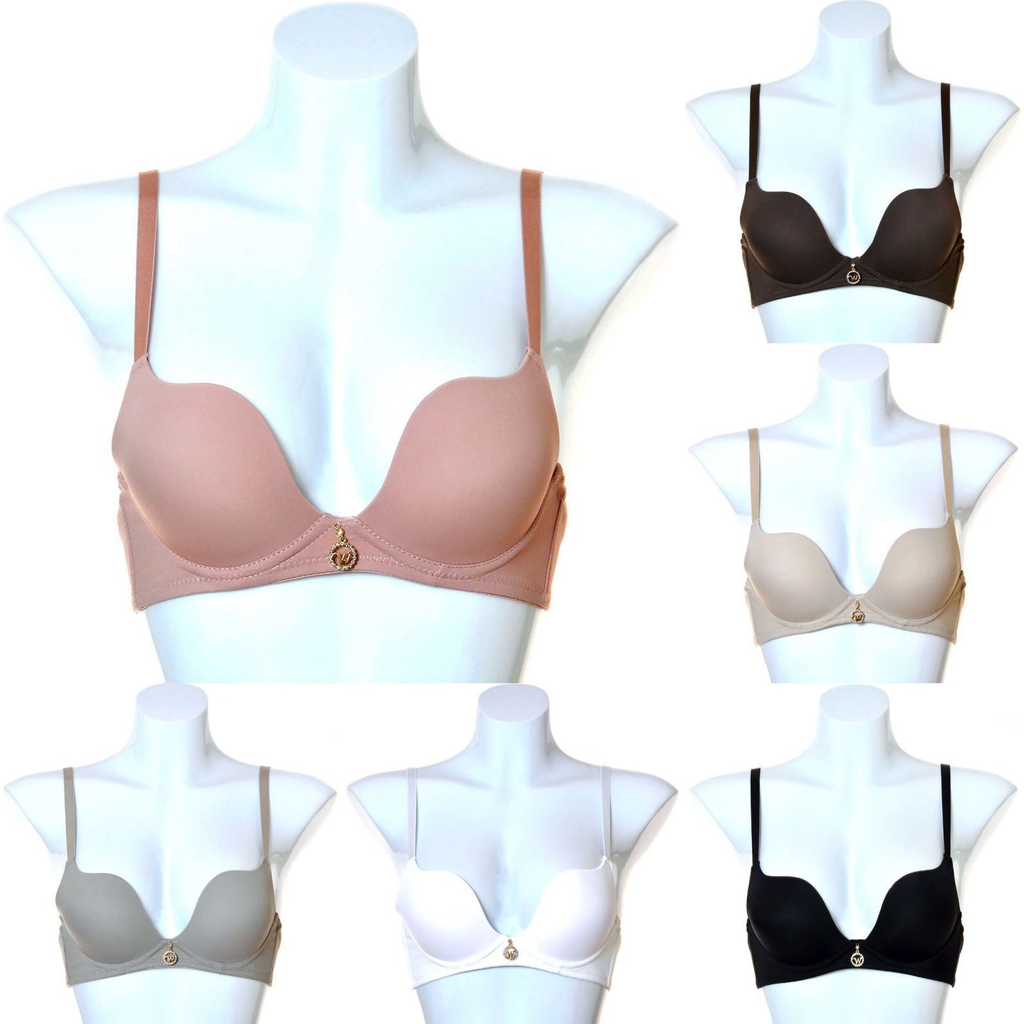 Paquete de 6 Bra Código 4137 Gentle push up Escote profundo