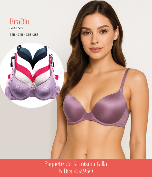 Paquete de 6 Bra Código 0509 - PUSH UP SATINADO.