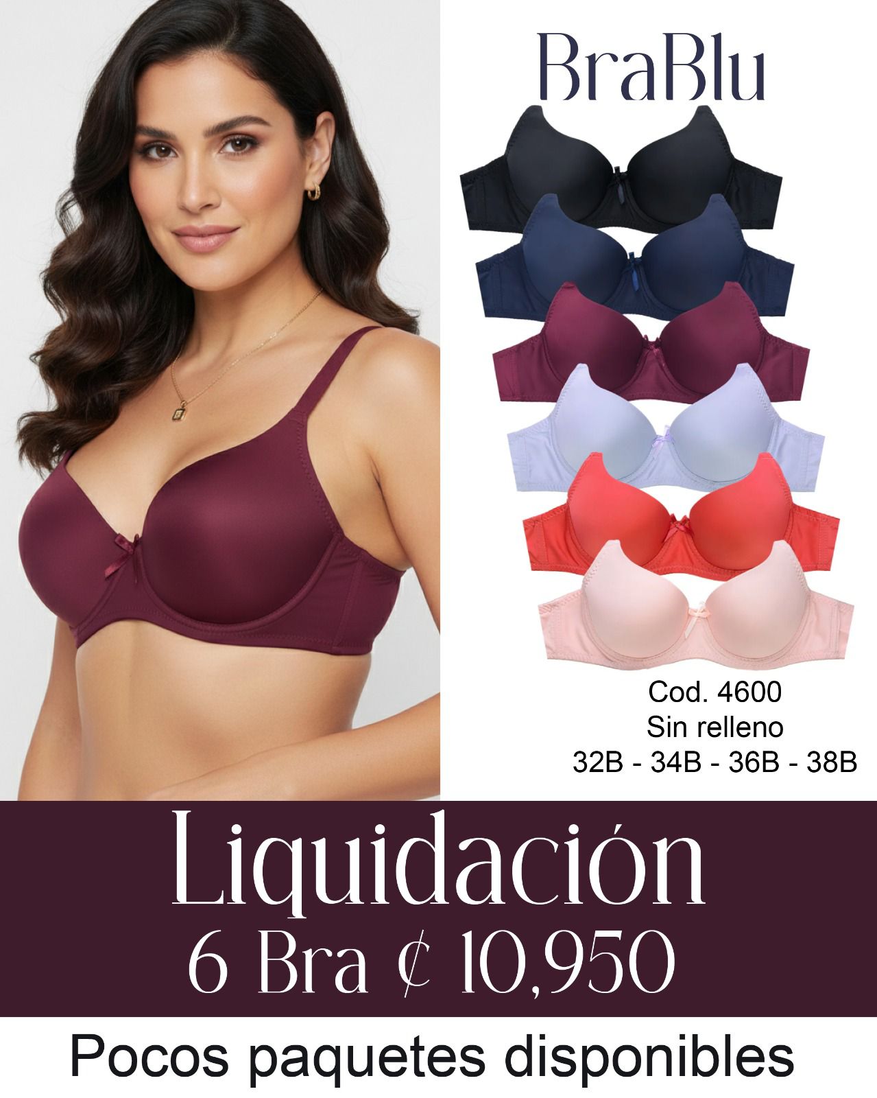 Paquete de 6 Bra Código 4600