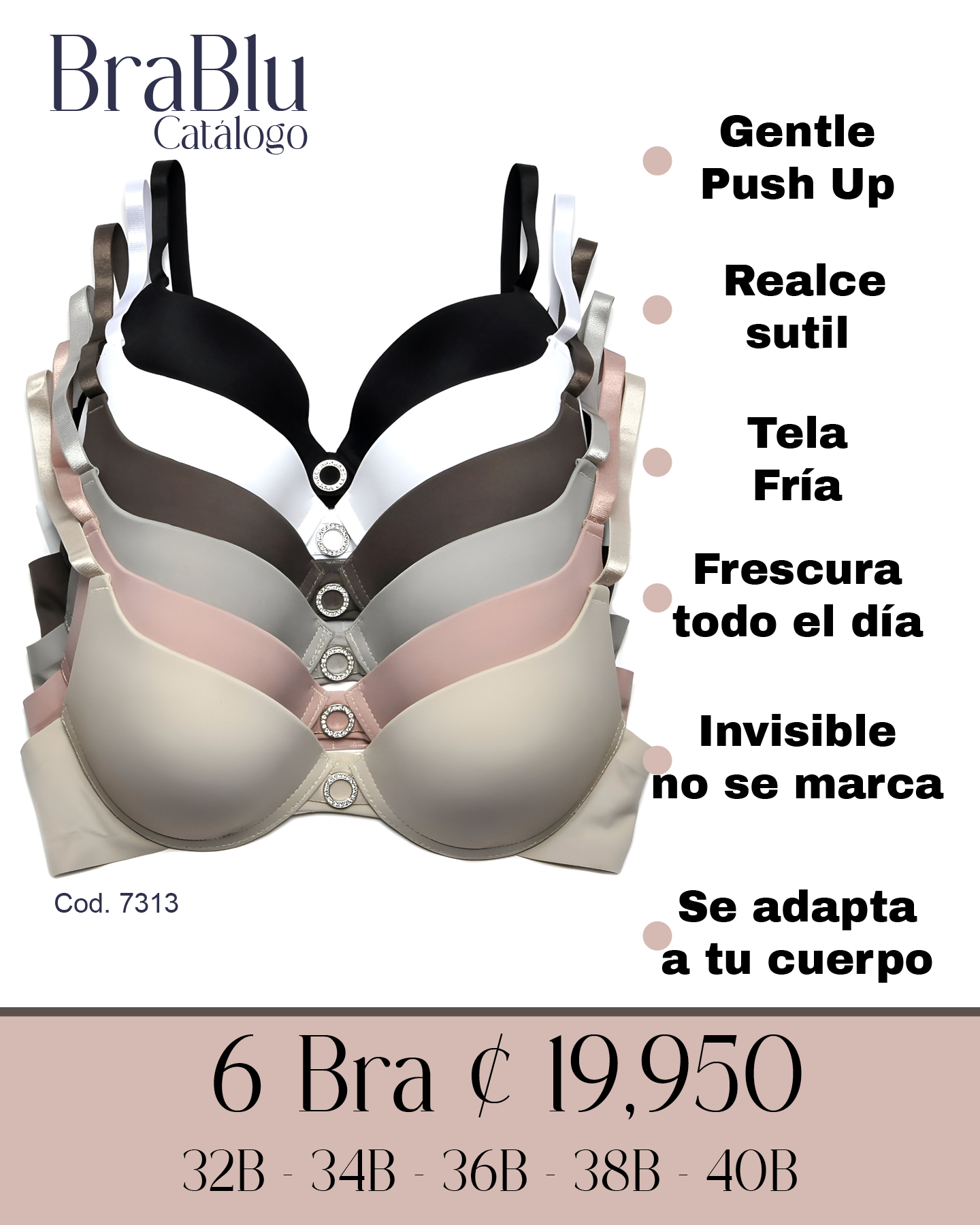 Paquete de 6 Bra Código 7313