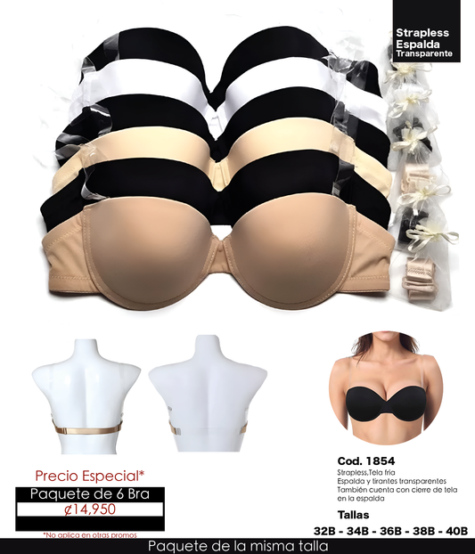 Paquete de 6 Bra Código 1854
