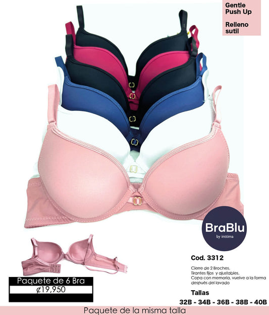 Paquete de 6 Bra Código 3312 - GENTLE PUSH UP