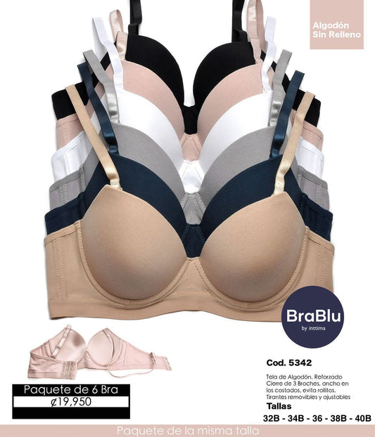Paquete de 6 Bra Código 5342 Algodón