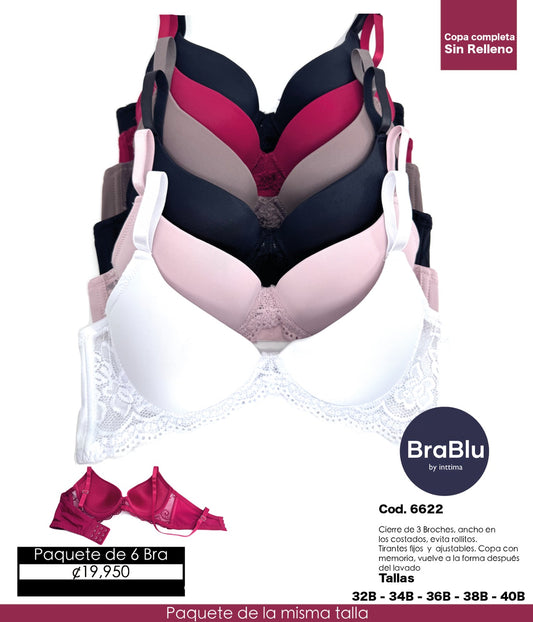 Paquete de 6 Bra Código 6622