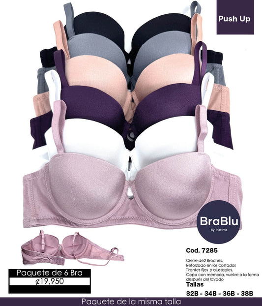 Paquete de 6 Bra Código 7285 - PUSH UP SATINADO.