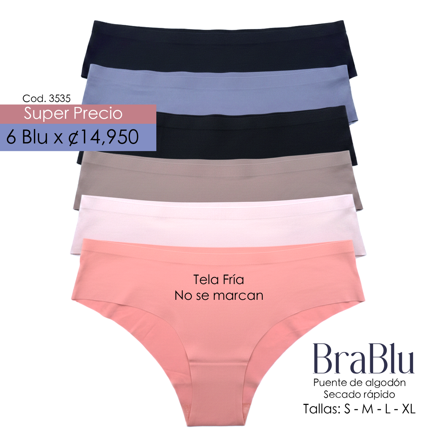 Paquete de 6 Bra Código  3535