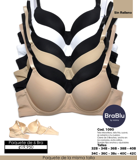 Paquete de 6 Bra Código 4040 strapless