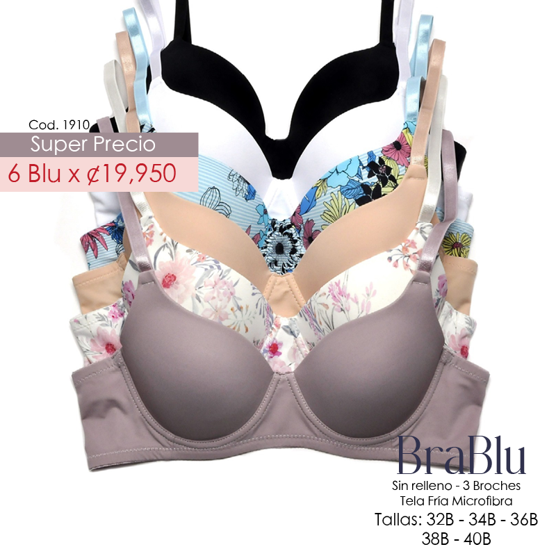 Paquete de 6 Bra Código 1910 - SIN RELLENO