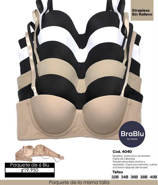 Paquete de 6 Bra Código 1090