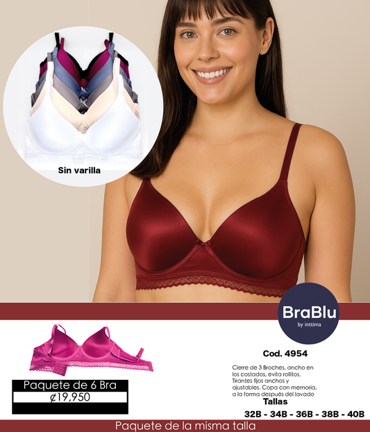 Paquete de 6 Bra Código 4954