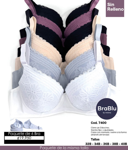 Paquete de 6 Bra Código 7400