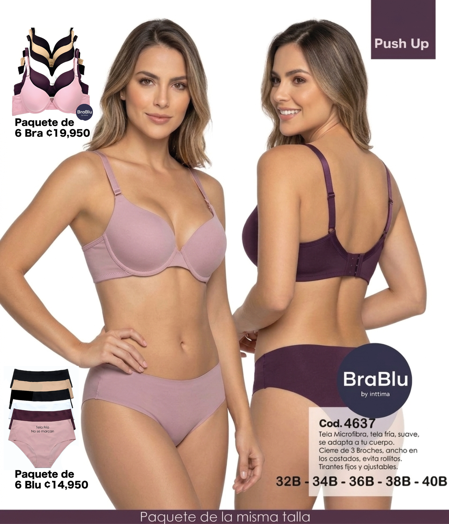 Paquete de 6 Bra Código  4637