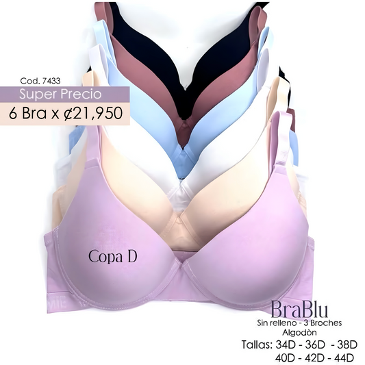 Paquete de 6 Bra Código  7433