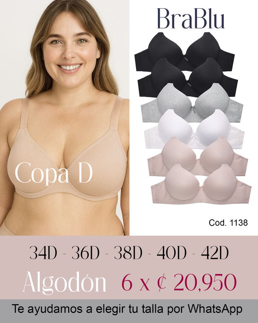 Paquete de 6 Bra Código 1138 Copa D